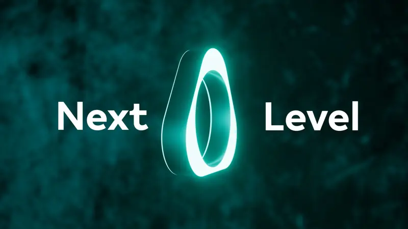 Glowing ring between the words Next Level