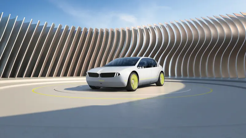 BMW Vision Dee in front of a curved structure